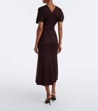 Victoria Beckham Bela gathered virgin wool midi dress