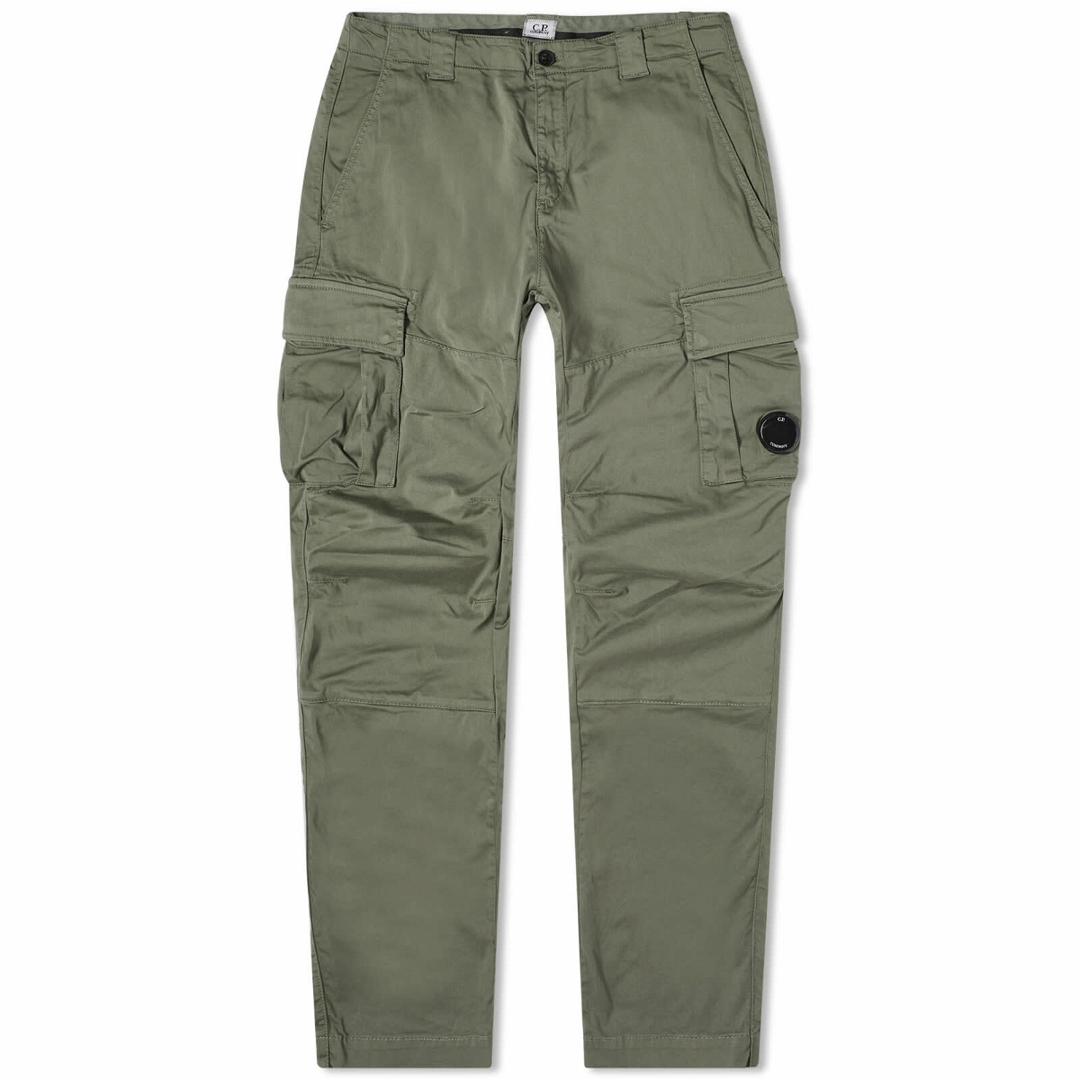 Photo: C.P. Company Men's Stretch Sateen Ergonomic Lens Cargo Pants in Agave Green