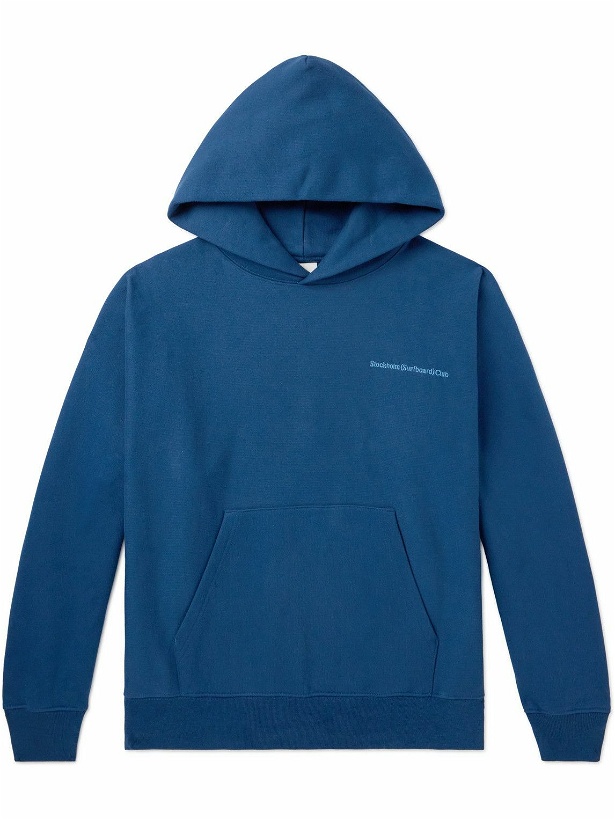Photo: Stockholm Surfboard Club - Jes Logo-Embroidered Organic Cotton-Jersey Hoodie - Blue