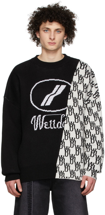 Photo: We11done Black WD1 Graphic Mix Logo Sweater