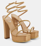 Rene Caovilla Embellished satin platform sandals