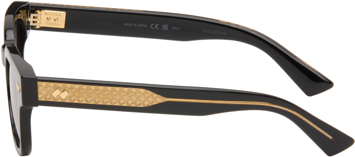 Bottega Veneta Black Intrecciato Panthos Sunglasses