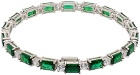 Hatton Labs Silver & Green Emerald Cut Tennis Bracelet