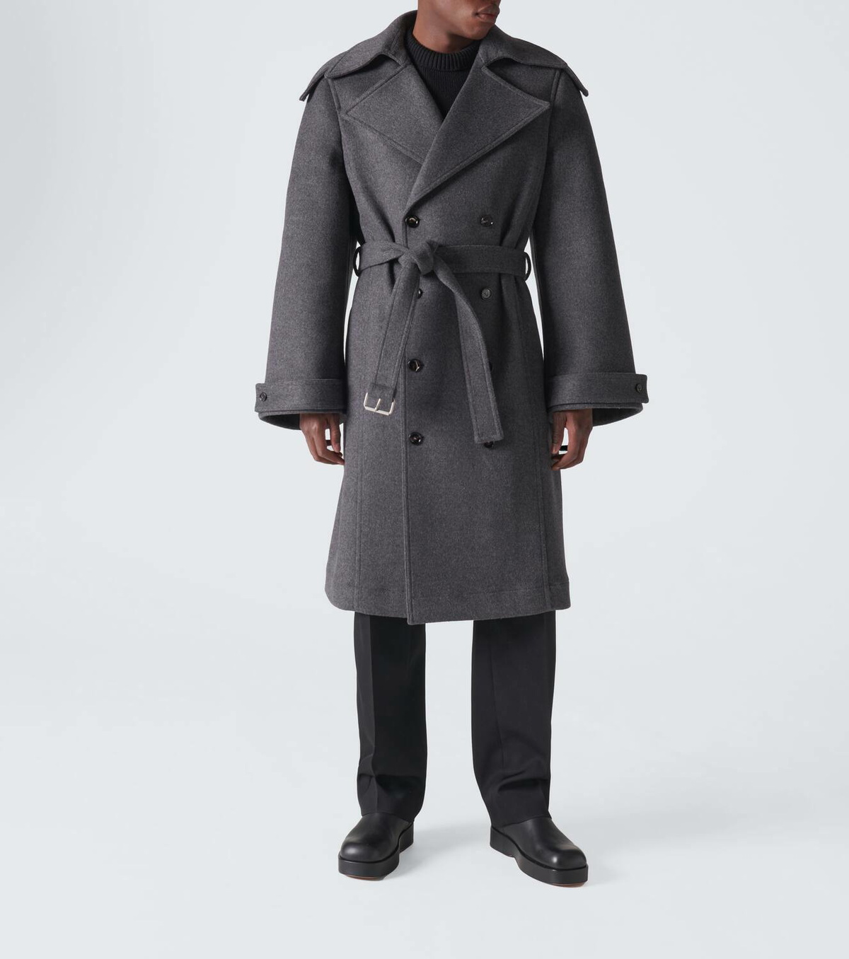 BOTTEGA VENETA 20AW ロングコート グレー Bottega Veneta Belted wool trench coat Bottega Veneta