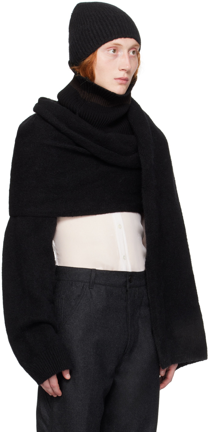 Dries Van Noten Black Funnel Neck Scarf Dries Van Noten