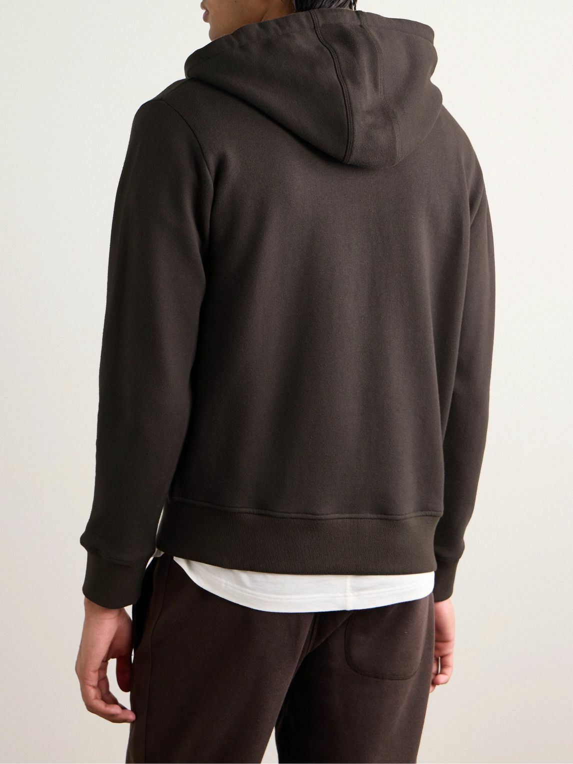 Kingsman - Logo-Embroidered Cotton and Cashmere-Blend Jersey Zip-Up Hoodie - Brown