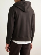 Kingsman - Logo-Embroidered Cotton and Cashmere-Blend Jersey Zip-Up Hoodie - Brown