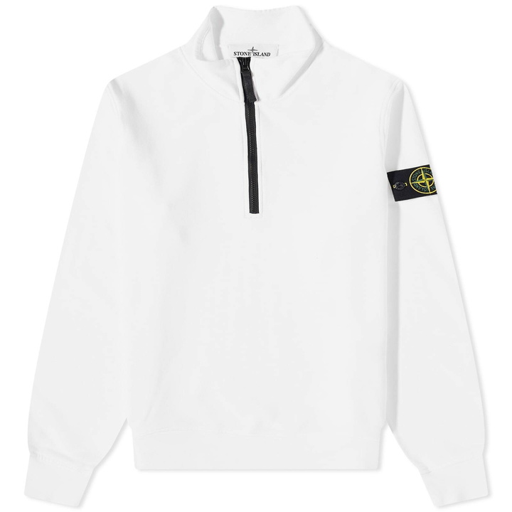 Photo: Stone Island Men's Garment Dyed Half Zip Sweat in White