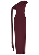 Solace London Irina Draped Crepe Maxi Dress Aubergine