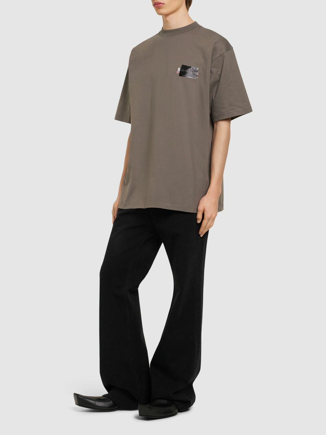 BALENCIAGA - Taped Logo Cotton T-shirt Balenciaga
