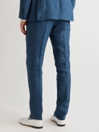MP Massimo Piombo - Andy Straight-Leg Pleated Linen Suit Trousers - Blue