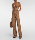 Versace Versace Allover leather-trimmed bustier