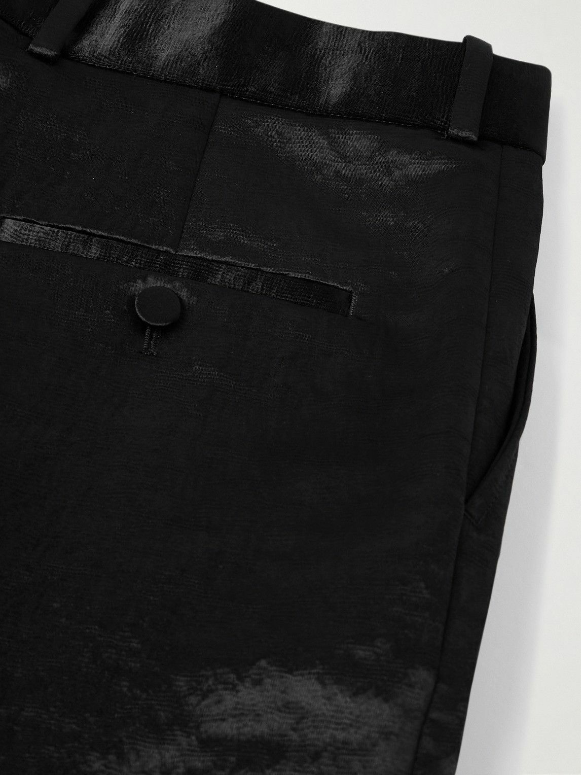 McQueen - Slim-Fit Straight-Leg Hammered-Satin Suit Trousers - Black