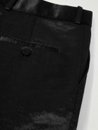 McQueen - Slim-Fit Straight-Leg Hammered-Satin Suit Trousers - Black
