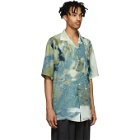 BED J.W. FORD Blue and Green Sky Half-Sleeve Shirt