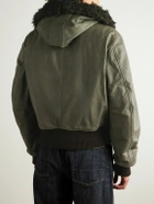 Our Legacy - Compel Plush-Trimmed Leather Jacket - Green