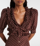 Alessandra Rich Polka-dot ruffled silk minidress