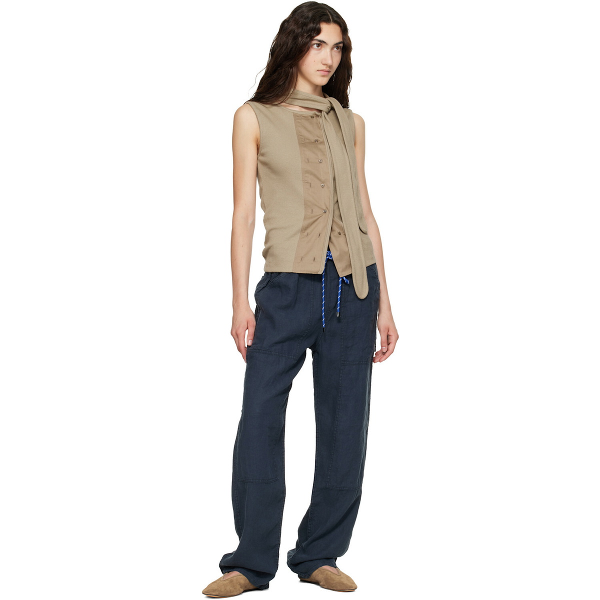 rag & bone Navy Atlas Linen Trousers