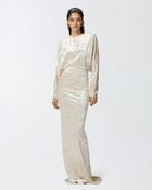 Pinko Long Velvet Dress With Open Back Vanilla Ice Cream White