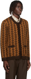 Ernest W. Baker Brown & Orange Mohair Knit Cardigan