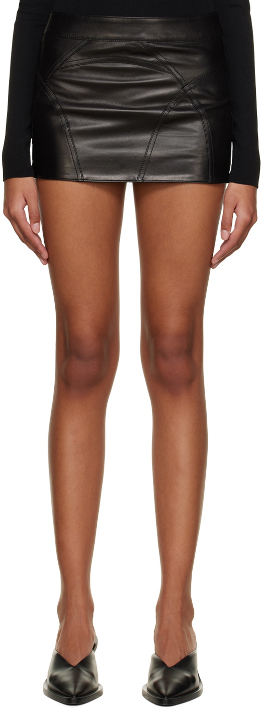 BOYAROVSKAYA Black PastaLTH Leather Miniskirt