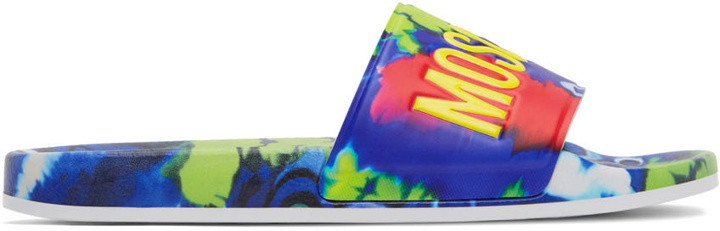 Photo: Moschino Multicolor Tie-Dye Slides
