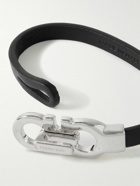 FERRAGAMO - Logo-Embellished Leather and Silver-Tone Bracelet