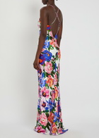 Borgo DE Nor Olive Floral-print Satin Maxi Dress Multicoloured