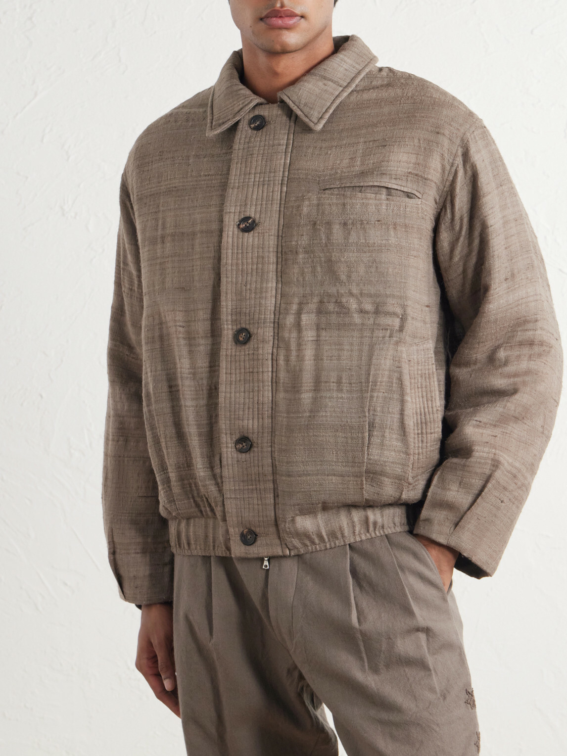 Kartik Research - Moni Padded Wool and Silk-Blend Blouson Jacket - Brown