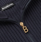 Balenciaga - Ribbed Cotton Half-Zip Sweater - Blue