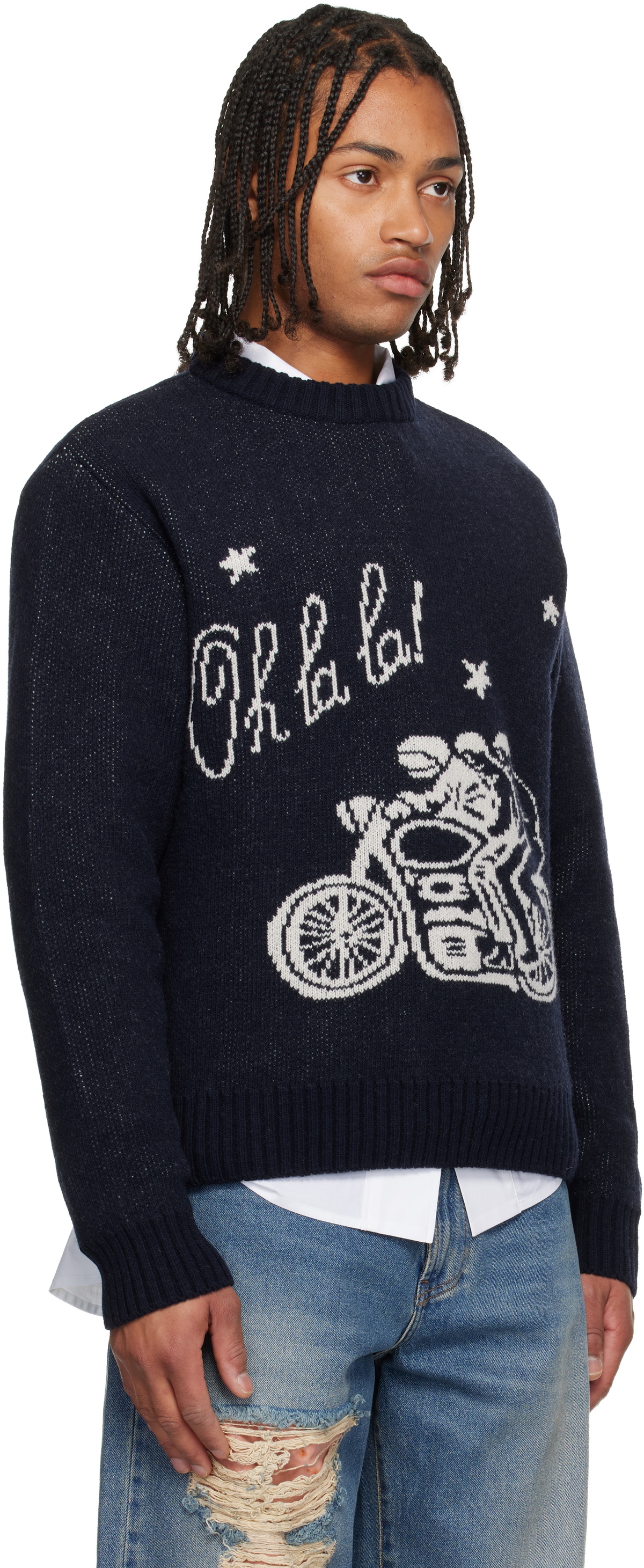 Carne Bollente Navy 'Ménage à Trois Oh La La' Sweater