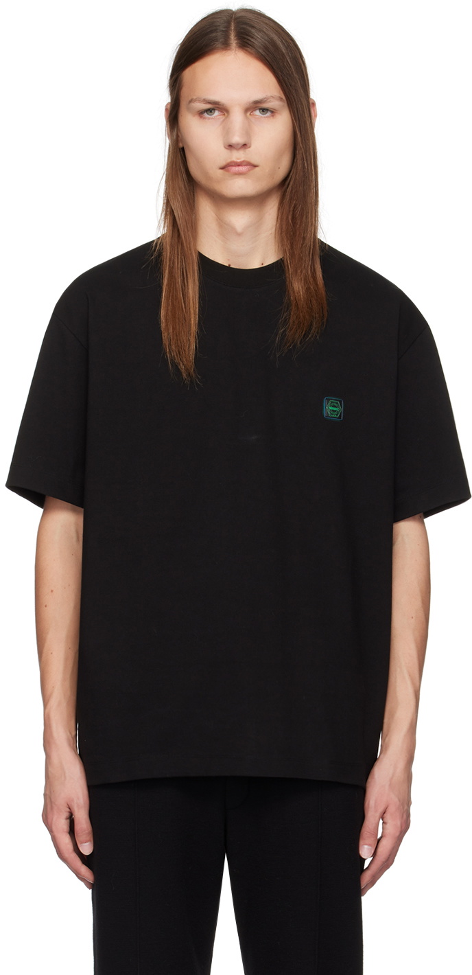 【関税込み】Solid Homme ブラック Cubic Typography Tシャツ Black Cubic Typography T-Shirt by Solid Homme on Sale