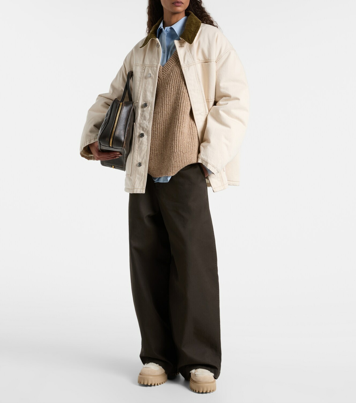 Hogan Hogan H700 shearling-trimmed suede ankle boots