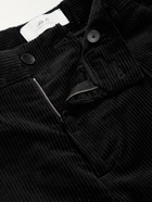 Mr P. - Tapered Pleated Cotton and Cashmere-Blend Corduroy Trousers - Black