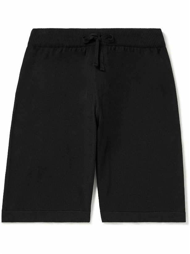 Photo: John Smedley - Wide-Leg Sea Island Cotton Drawstring Shorts - Black