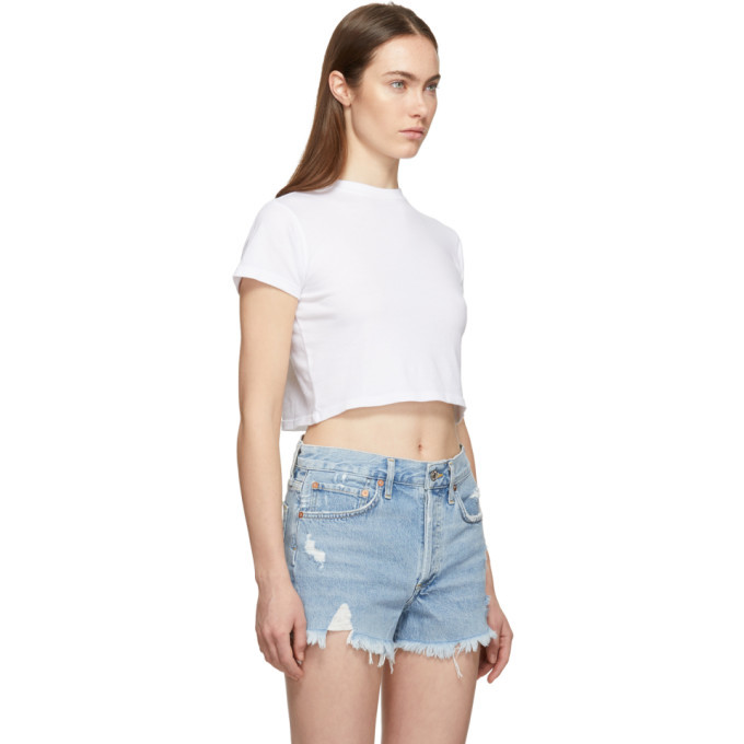 Agolde White Cropped Baby T Shirt AGOLDE