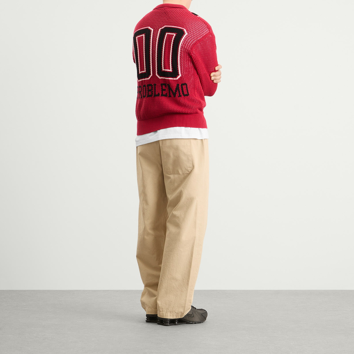 No Problemo Men's NYP Sports Crochet Zip Cardigan in Red