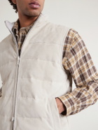 Eleventy - Reversible Suede Quilted Down Gilet - Neutrals