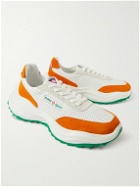 Casablanca - Atlantis Suede-Trimmed Perforated Leather Sneakers - Orange