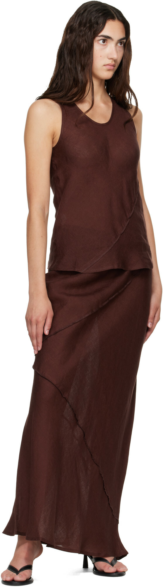 Baserange Brown Lava Maxi Skirt