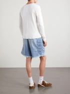 Satoshi Nakamoto - Straight-Leg Fringed Padded Denim Shorts - Blue