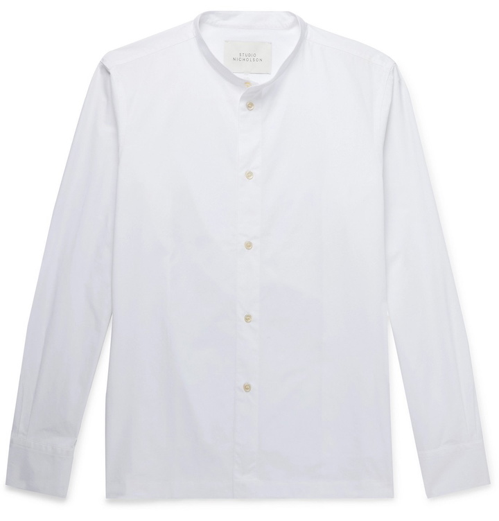 Photo: Studio Nicholson - Bowling Grandad-Collar Cotton-Poplin Shirt - White