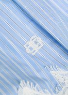 Simkhai Emmie Striped Lace-trim Cotton-poplin Shorts Blue
