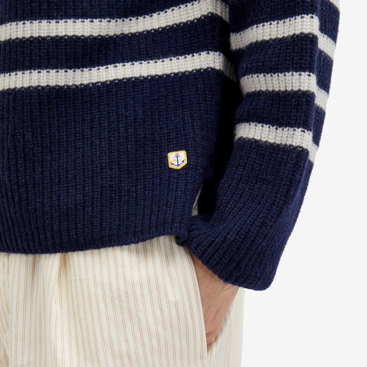 Armor-Lux Women's Long Sleeve Pull ML Heritage Knit in Seal/Natural