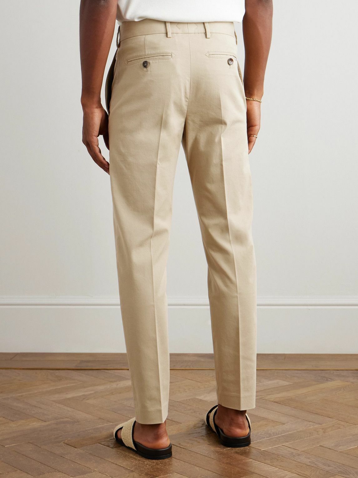 TOM FORD - Tapered Cotton-Blend Twill Chinos - Brown