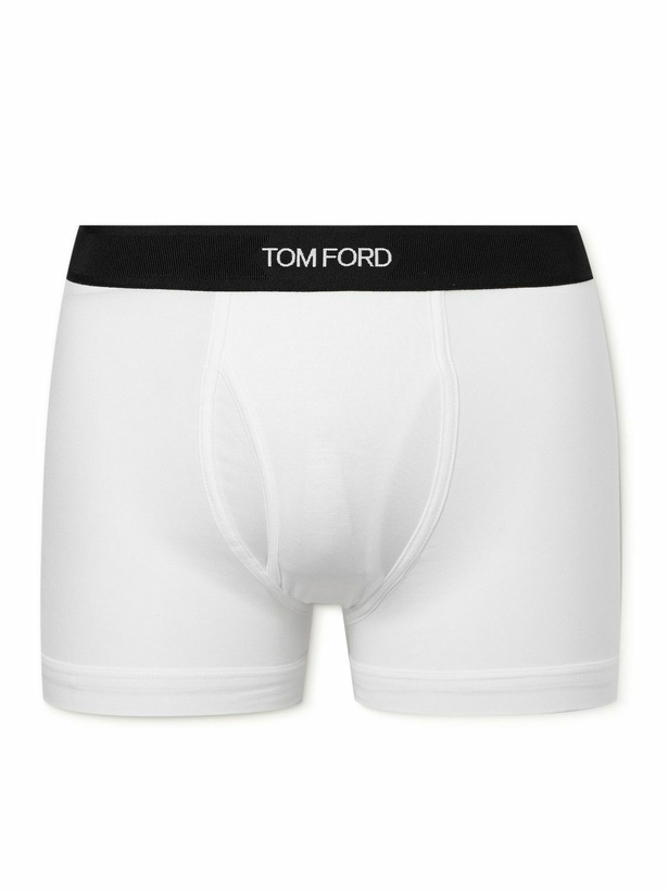 Photo: TOM FORD - Stretch-Cotton and Modal-Blend Boxer Briefs - White