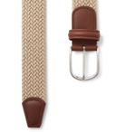 Anderson's - 4cm Leather-Trimmed Woven Elastic Belt - Neutrals