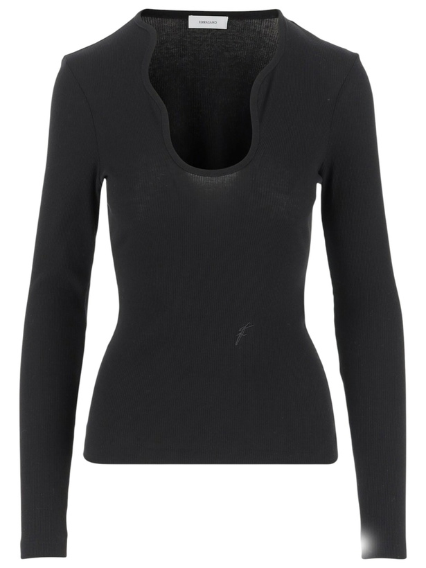 Photo: Ferragamo Cotton Top With Shaped Neckline