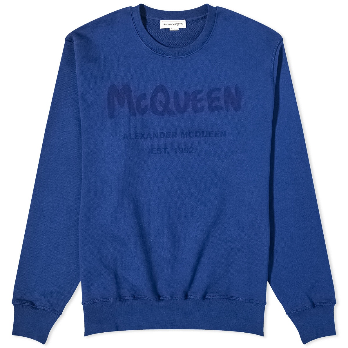 Alexander McQueen Men's Graffiti Logo Crew Sweat in Midnight Blue
