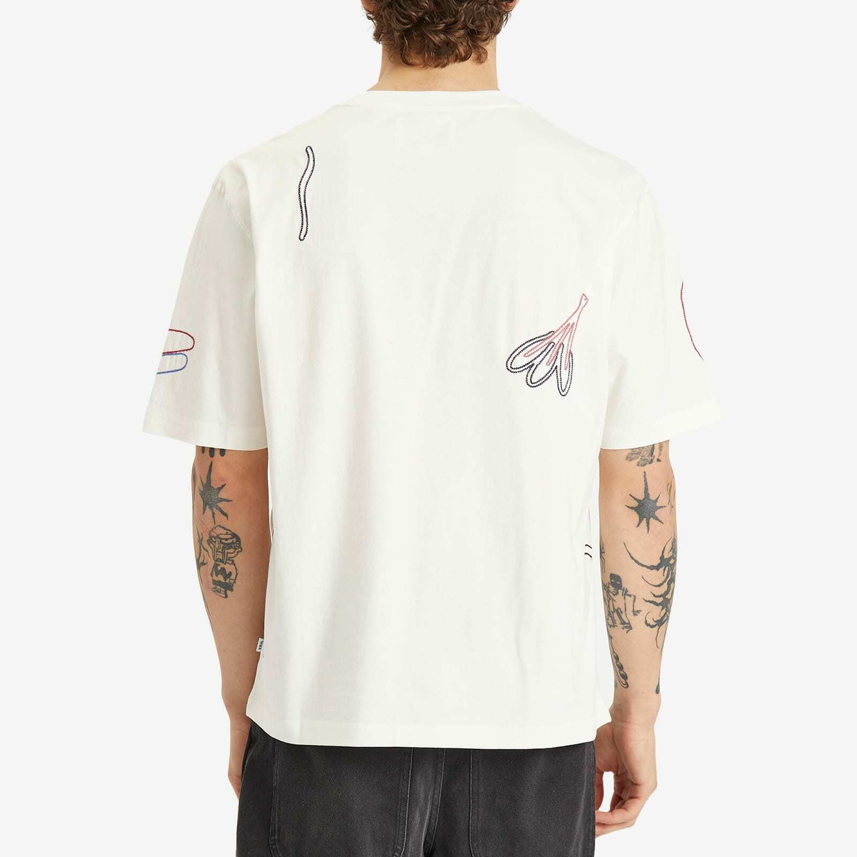 Wax London Men's Milton Embroidered T-Shirt in Ecru/Multi